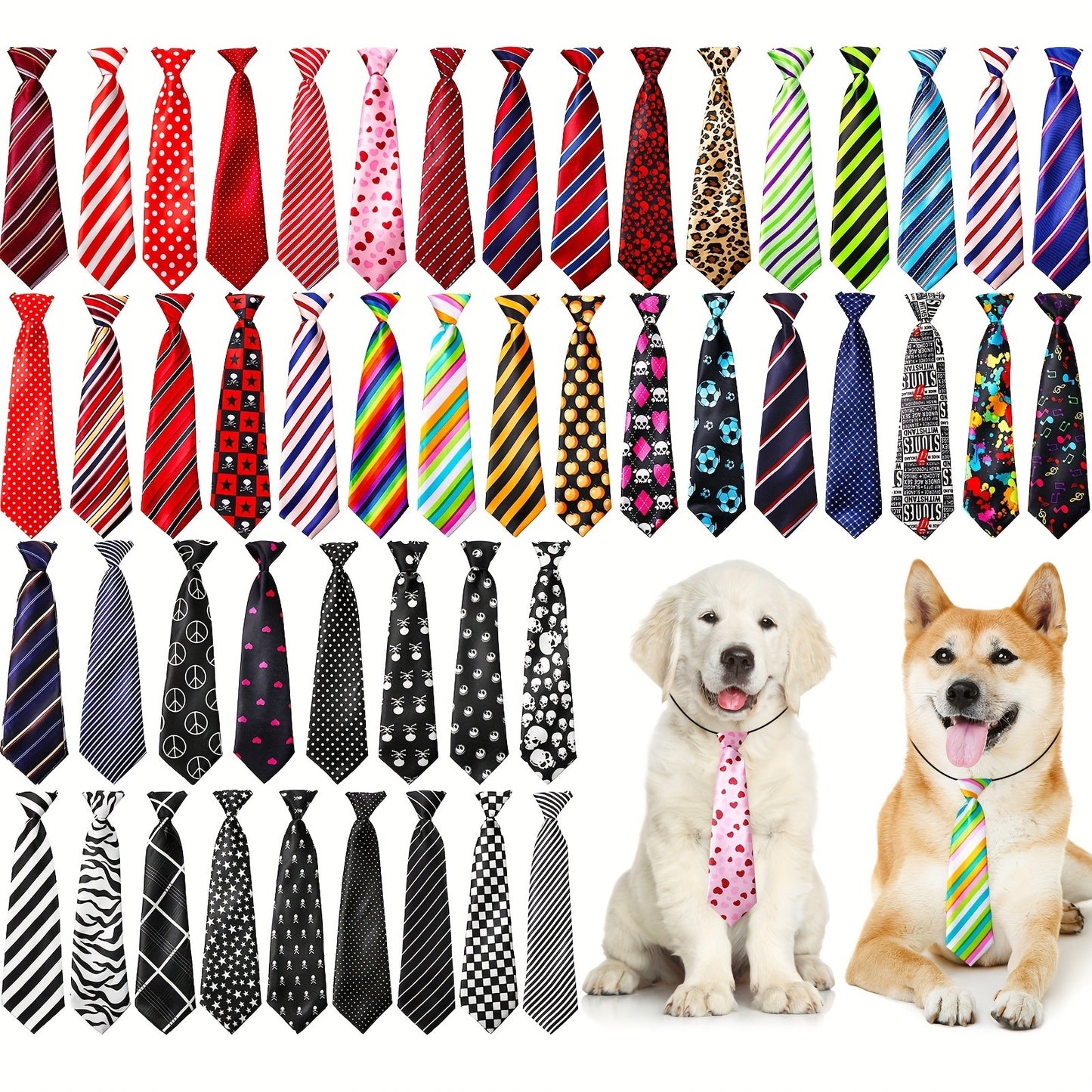 Dog Neck Ties Bulk Pack 30pcs Adjustable Grooming Bow Ties for Medium Large Dogs Mix Colors Holiday Birthday Daily Wear Pet Collar
