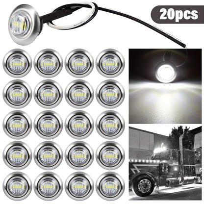 Marine Boat Lights 20 Pack, DC 12V Submersible LED Side Marker Lights for Boat Transom Stern Tail Yacht, Round Courtesy Navigation Lights