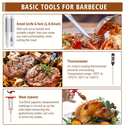 Thirty-Six-Piece BBQ Grill Tool Kit with Carry Case, Two Grill Mats, Heat Glove and Cooking Utensils