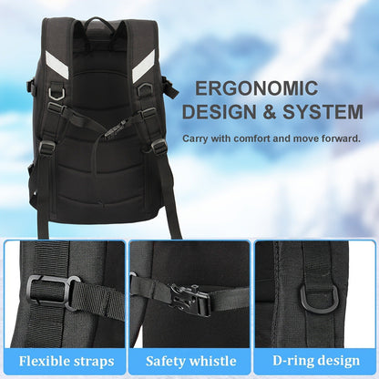 Ski Boot Bag Snowboard Backpack 40-50L Large Capacity Snow Gear Bag for Skiing Helmet Goggles Gloves Snowboard Accessories Winter Sports