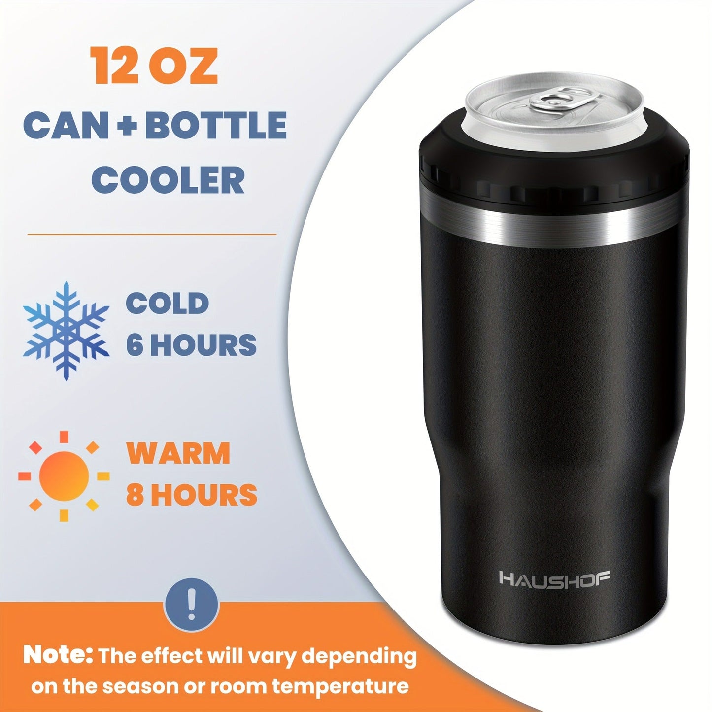 Can Cooler Insulated Stainless Steel 4-in-1 for 12 oz Standard Slim Can & Beer Bottle – Double Wall Sweat-Proof Beer Koozie for Camping
