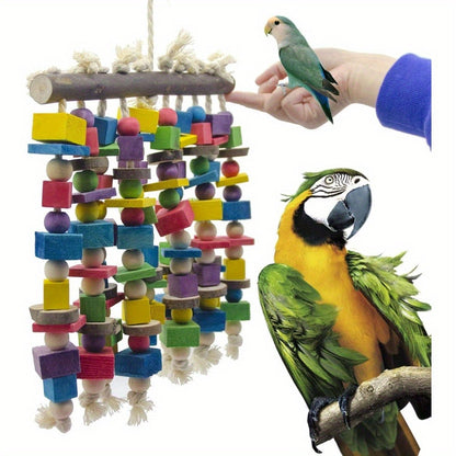 Bird Parrot Chewing Toy Large Natural Wooden Blocks Tearing Toy 15.7"x9.8" for Macaws Cockatoos African Grey Parrots