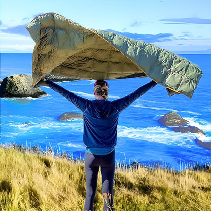 Puffy Camping Blanket Foldable Lightweight Water Resistant with 3D Eye Mask – DWR Coated Outdoor Blanket for Camping, Hiking, Travel, Beach