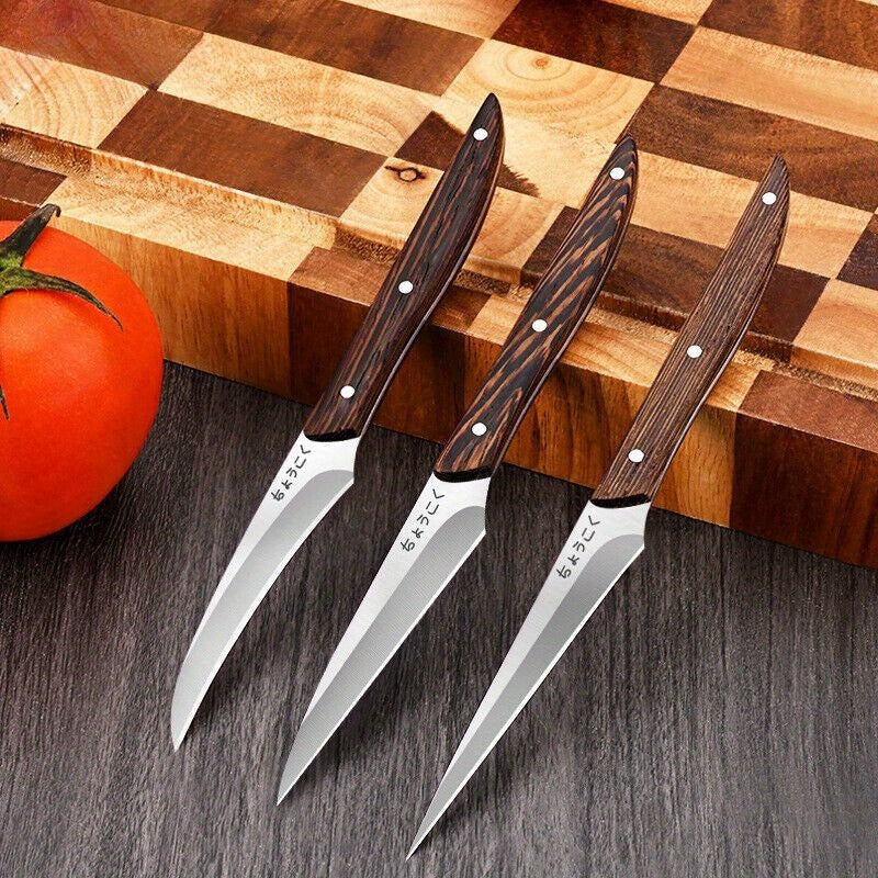 3-Piece Carving Knife Set Fixed Blade Whittling Knives – Portable Multifunctional Peeling Knife with Anti-Slip Outdoor Log Handle