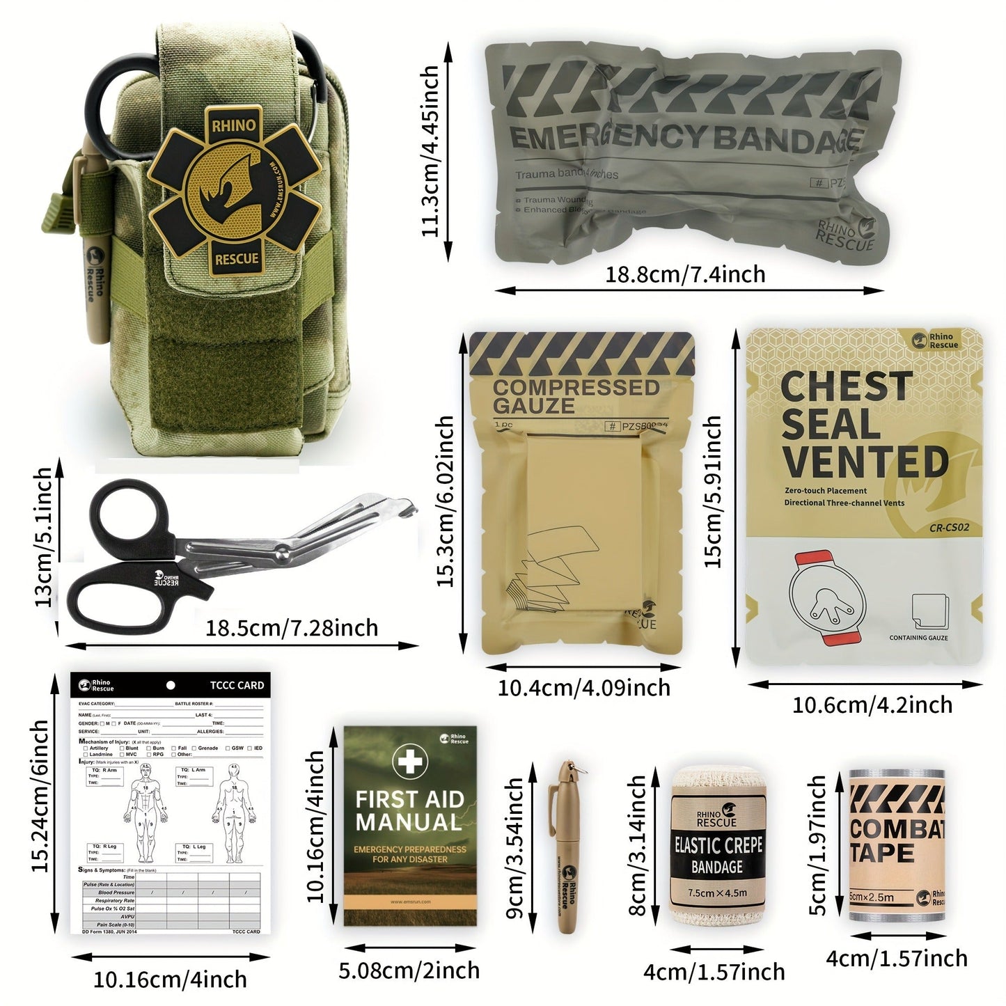 Tactical IFAK Waist Bag EDC First Aid Kit Pouch – 8-Piece Emergency Trauma Kit with Bandage, Gauze & Tourniquet for Outdoor
