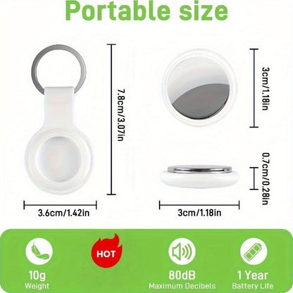 Two-Pack Round Apple Find My Item Trackers in Black and White with Silicone Key Ring Holders