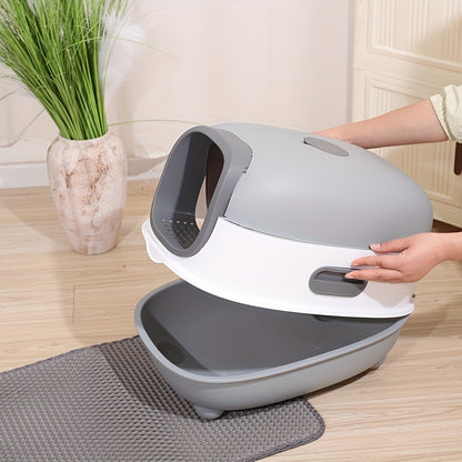 Enclosed Cat Litter Box with Odor Control – Foldable Top Entry Design, Splash-Proof Walls, Compact Size for Small Spaces