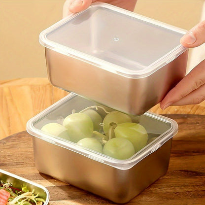 Food Storage Containers with Lids, Six-Piece Stainless Steel Square Set with Fitted Lids and Nested Storage Design