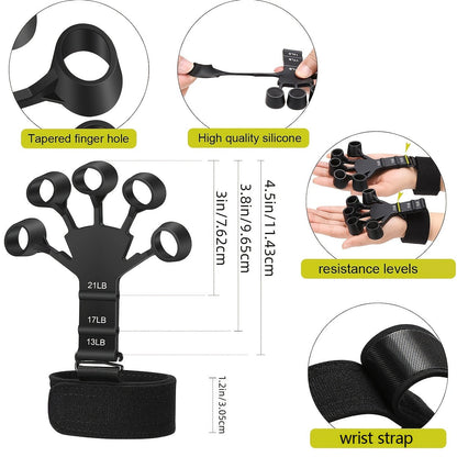 Grip Strengthener Set 5pcs – Adjustable Hand Grip Trainer with Counting, Finger Exerciser, Finger Stretcher