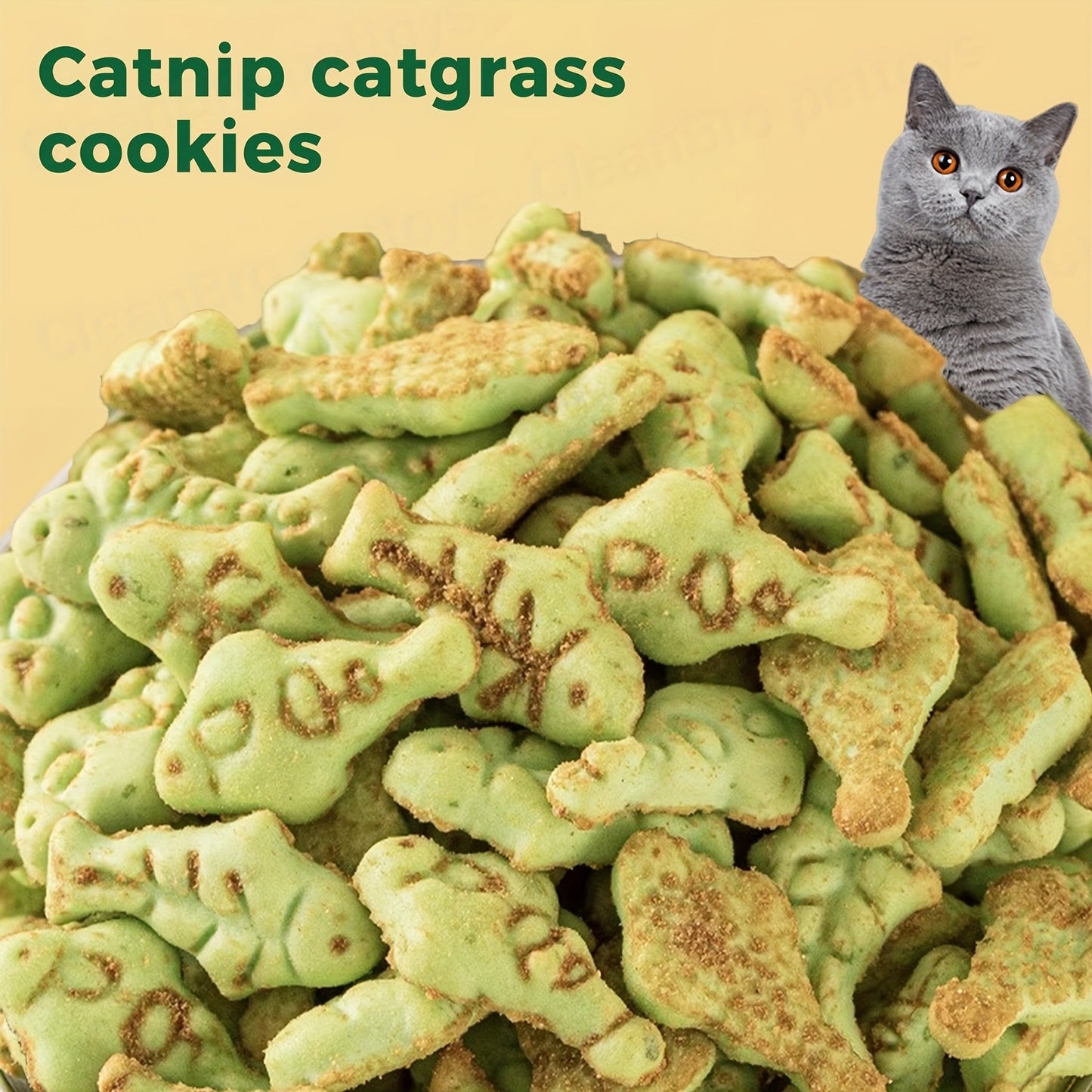 Catnip Cat Treats 150g – Catnip Cookie & Catgrass Molar Stick, Dried Fish Snack for Cats, Teeth Cleaning Dental Chew