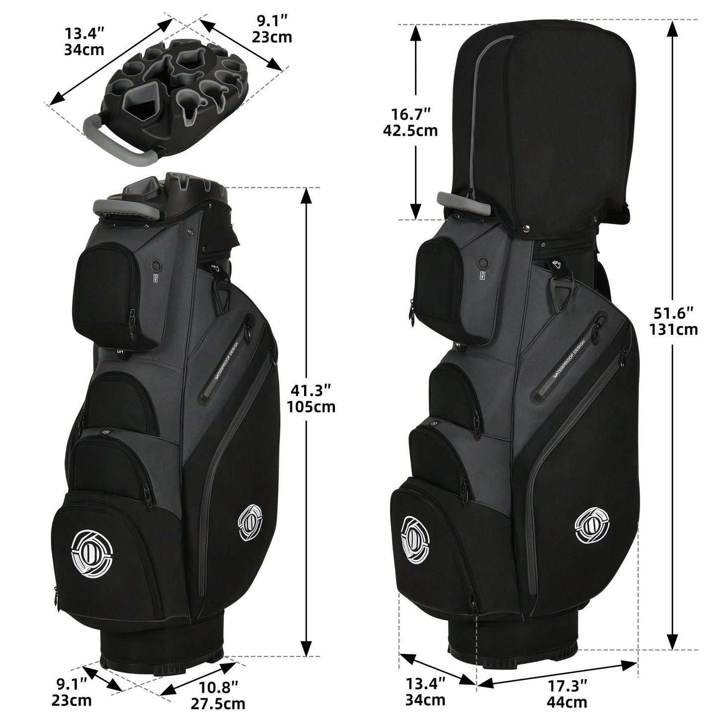 Hard Shell Golf Bag Armored Protective 900D High-Density Oxford Cloth Large Capacity Professional Equipment Travel Bag 105x27x38cm Deep Grey