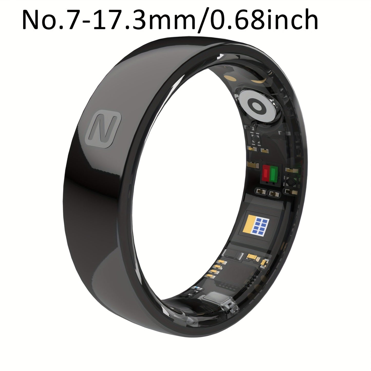 N-Style Smart Ring with Screenless Sensor Design, Charging Case, Black, Pink or White Finish and Sizes 7–13