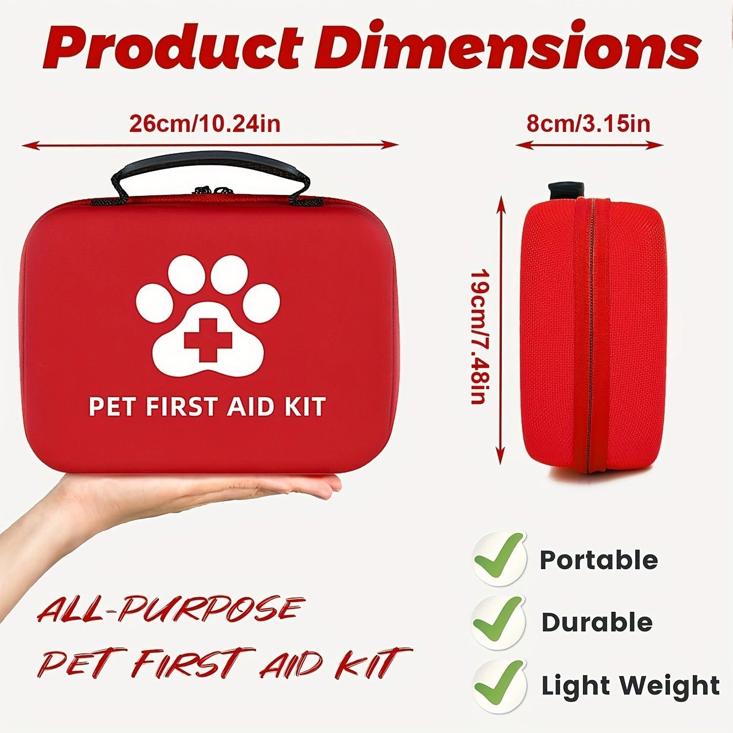 101-Piece Pet First Aid Kit with Portable Case – Multifunctional Emergency Dog & Cat Care Kit for Hiking, Camping, Backpacking