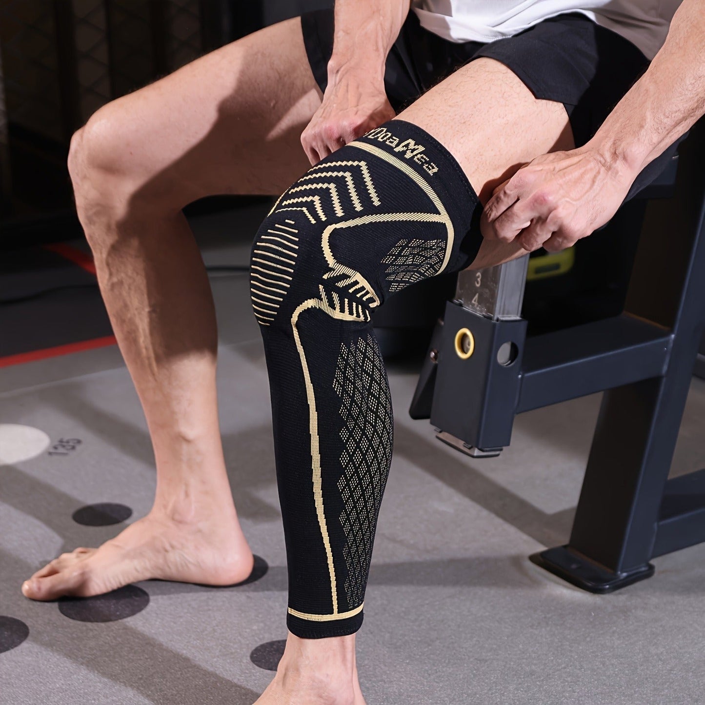 Copper Full Leg Knee Brace Compression Sleeve with Patella Gel Pad & Metal Side Stabilizers – 60% Copper Ions Infused Knee Support for Men