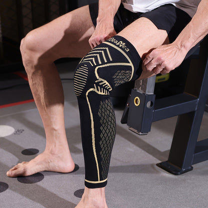 Copper Full Leg Knee Brace Compression Sleeve with Patella Gel Pad & Metal Side Stabilizers – 60% Copper Ions Infused Knee Support for Men