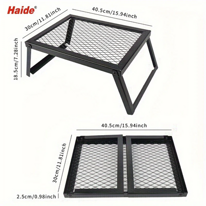 Portable Camping Bonfire Grill with Storage Bag – Heavy Duty Iron Barbecue Rack for Outdoor Picnic, RV Party & Firewood Heating