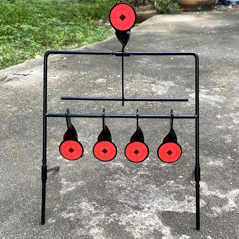 Shooting Target Stand with 4 Rotating Targets – Metal Frame Practice Target for Indoor & Outdoor Training