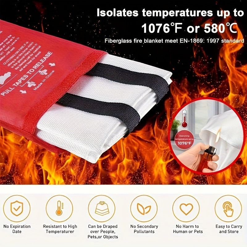 Fire Blanket 4-Pack Fiberglass Emergency Flame Retardant – Heat Resistant Fire Safety Blankets for Home, Kitchen