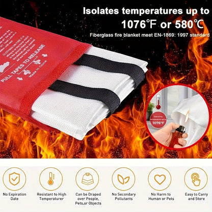 Fire Blanket 4-Pack Fiberglass Emergency Flame Retardant – Heat Resistant Fire Safety Blankets for Home, Kitchen