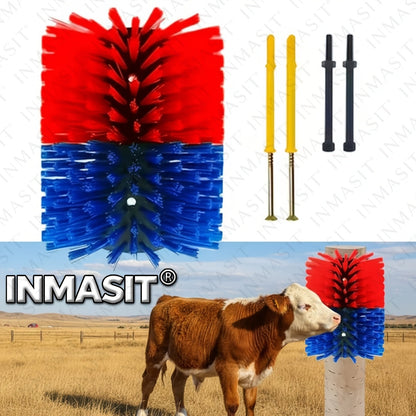 Livestock Grooming Brush Scratcher 8.7" – All-in-One Massage & Itch Relief Tool for Horse, Cow, Goat & Pig | Easy Install with 4 Screws