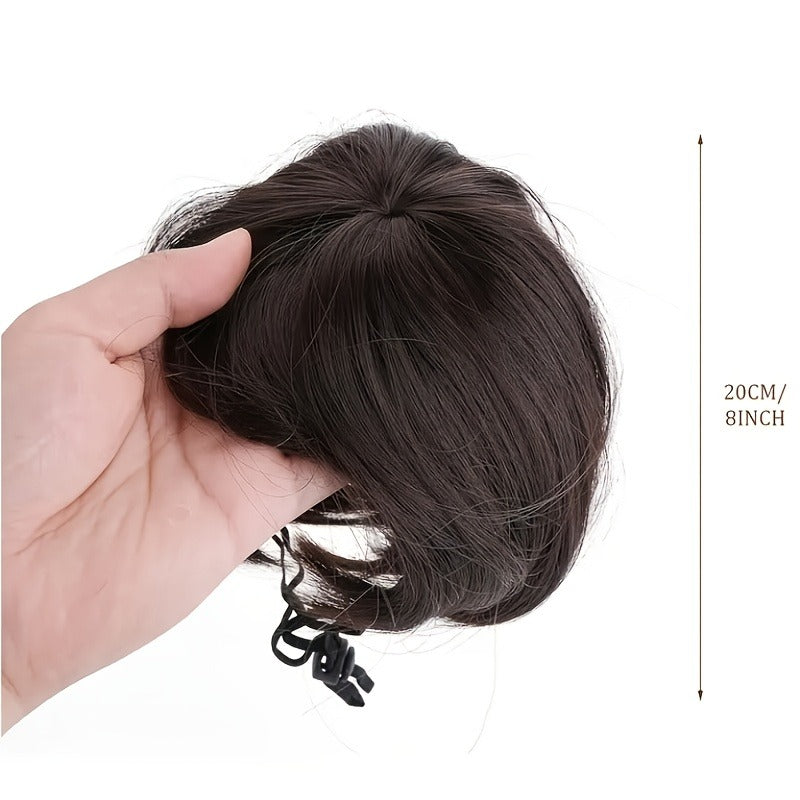 Dog Wig Costume for Small Medium Dogs, Funny Pet Hair Headpiece Adjustable Heat-Resistant Trimmable Black Brown Wig for Halloween Christmas
