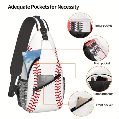 Sling Bag Baseball-Themed One-Strap Crossbody Pack with Adjustable Shoulder Carry for Training and Travel