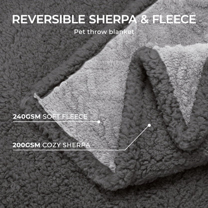 Liquid-Proof Dog Blanket for Sofa & Bed – Reversible Sherpa Fleece Pet Throw Cover for Small Medium Large Dogs & Cats, 6 Sizes, 4 Colors