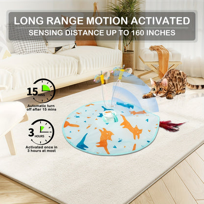 Interactive Cat Toy Electric Motion Activated 2-in-1 Rotating Butterfly & Feather Wand – USB Rechargeable 1200mAh Auto Shut-Off 3 Speed