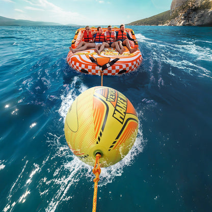 Inflatable Booster Ball for Towable Tubes 680lbs Tensile Strength 0.75mm Thickened PVC with PE Tow Rope for Boating Water Sports Sea Lake
