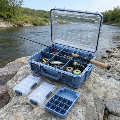 Fishing Tackle Box with Adjustable Dividers & Handle – Multi-Layer Large Capacity Portable Lure Storage Organizer for Hooks
