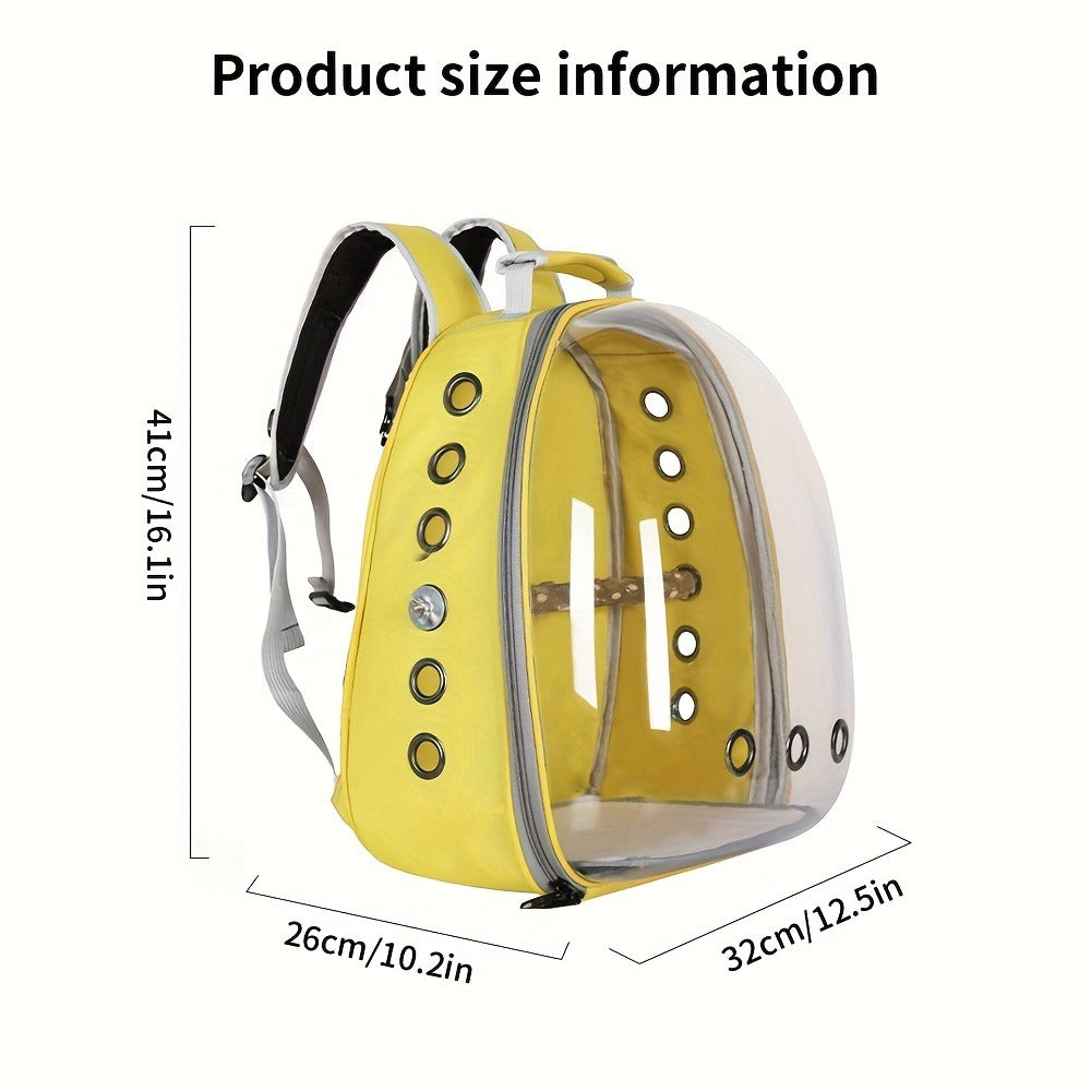 Bird Carrier Backpack Transparent Parrot Cage Backpack with Wooden Perch – Breathable Travel Shoulder Bag for Parrots