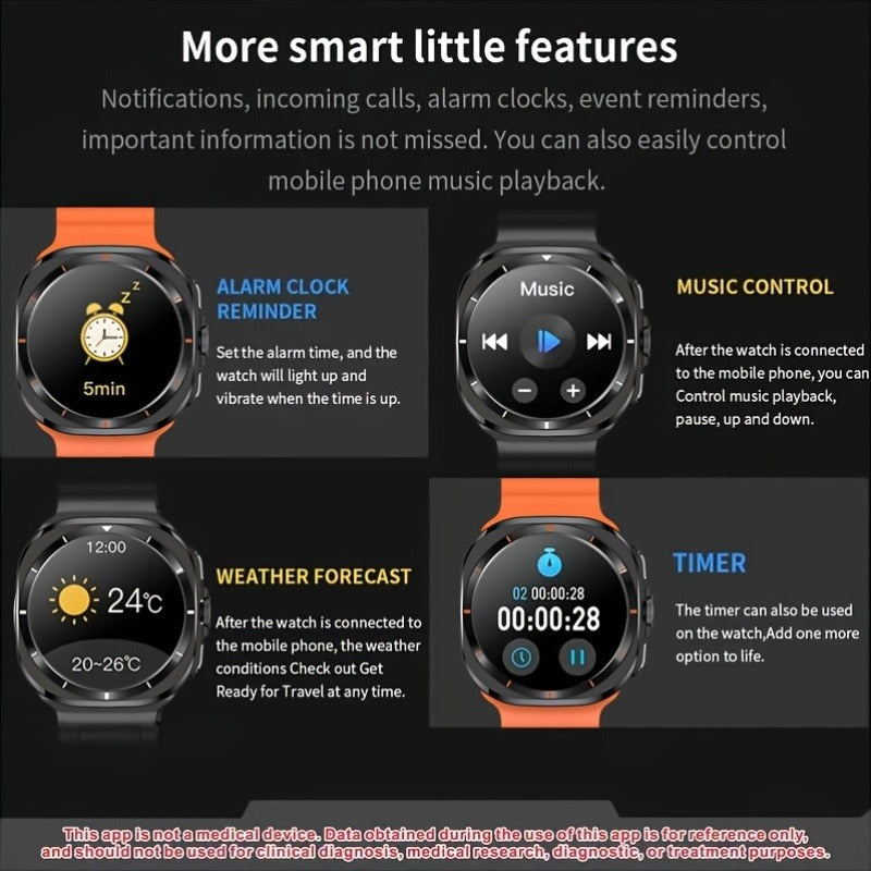 Smart Watch Round Fitness Display with Call and Message Alerts, 100+ Sport Modes and Three Band Colors