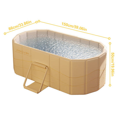 Ice Bath Tub Foldable Portable with Dual Drainage, Collapsible Cold Plunge & Hot Bath Tub for Garden, Patio and Yard Use
