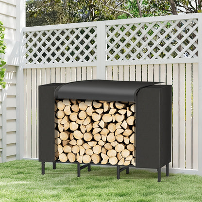 Firewood Rack Heavy Duty Adjustable – Outdoor & Indoor Log Holder with Cover, A-Frame Steel Wood Storage Stand for Fireplace, Patio, Cabin