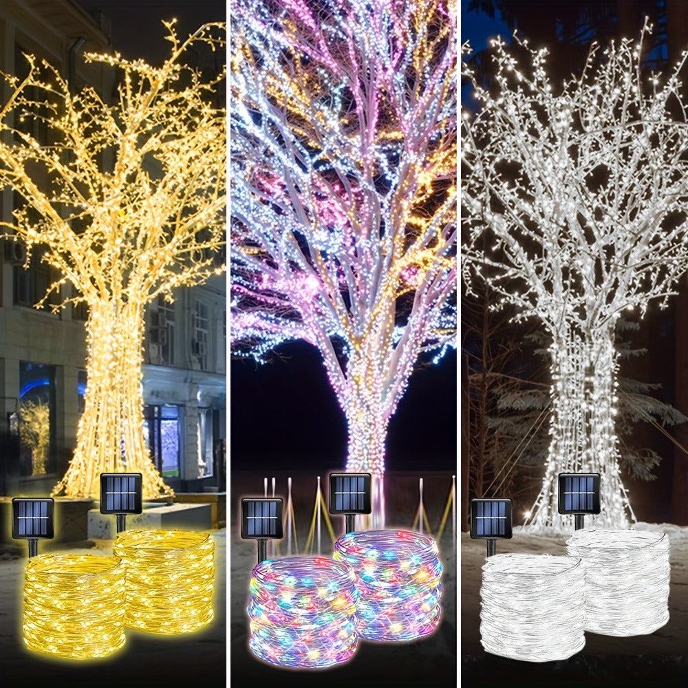 Two-Pack Solar Fairy String Lights, 104 Feet with 300 LEDs, Flexible Wire and Three Color Options