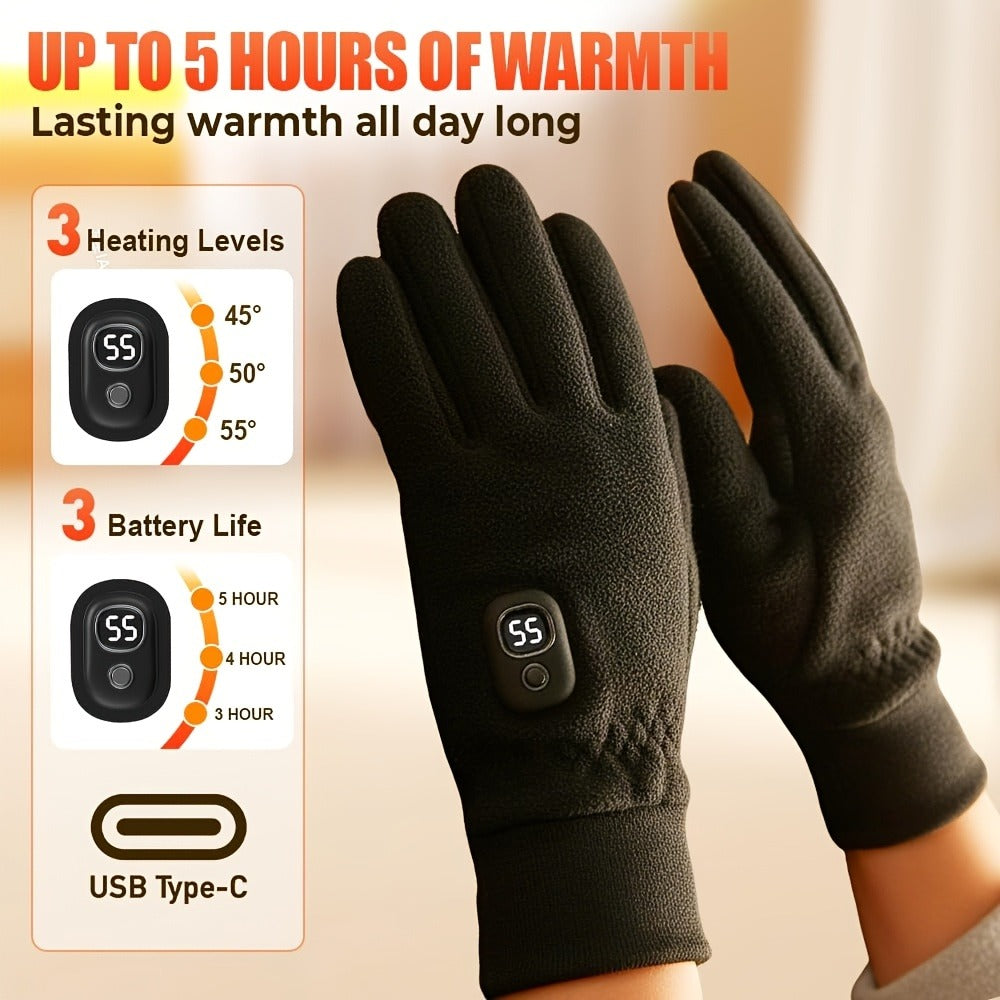 Half-Finger Heated Gloves with Digital Power Display, Three Heat Levels, USB-C Charging and One- or Two-Pair Options