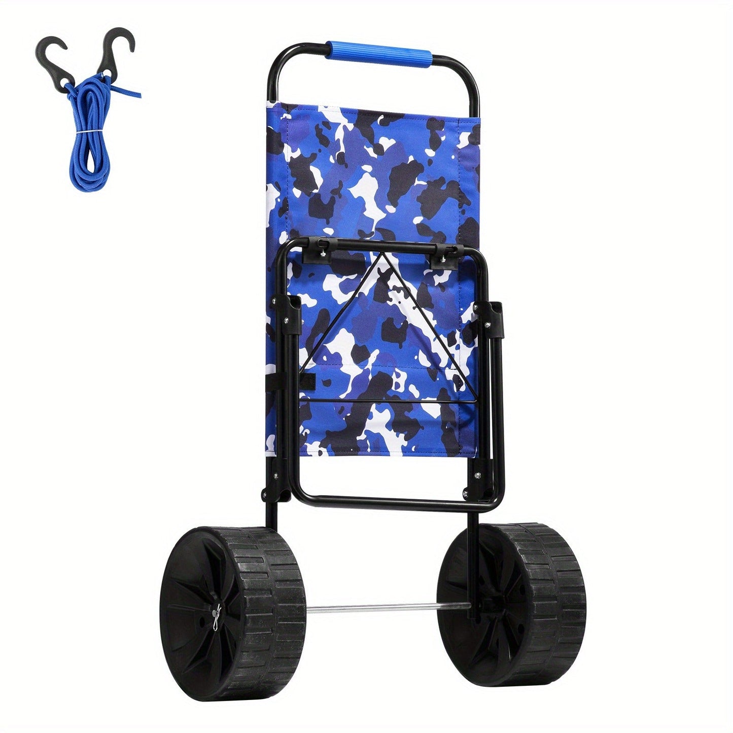 Folding Beach Cart with Balloon Wheels, Sand Dolly for Camping Fishing Picnic Garden, for Garden, Patio and Yard Use