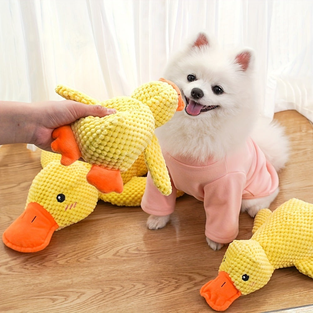 Large Plush Duck Dog Toy with Squeaker – Bite-Resistant Soft Chew Toy for Puppies & Large Breed Dogs, Durable Teething Toy for Golden