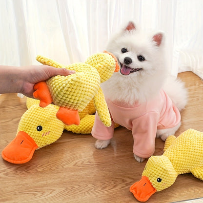 Large Plush Duck Dog Toy with Squeaker – Bite-Resistant Soft Chew Toy for Puppies & Large Breed Dogs, Durable Teething Toy for Golden