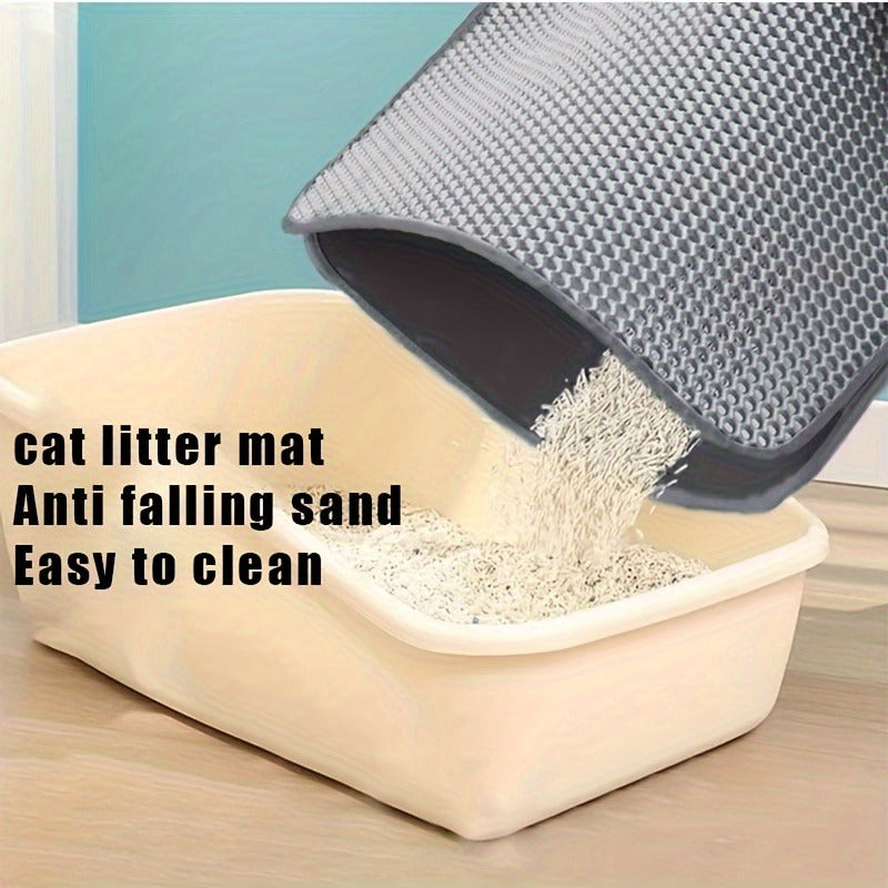 Cat Litter Mat Honeycomb Double Layer – Waterproof Urine-Proof Washable Litter Trapping Mat, Reduces Scatter & Easy to Clean