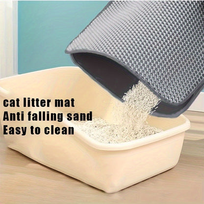 Cat Litter Mat Honeycomb Double Layer – Waterproof Urine-Proof Washable Litter Trapping Mat, Reduces Scatter & Easy to Clean