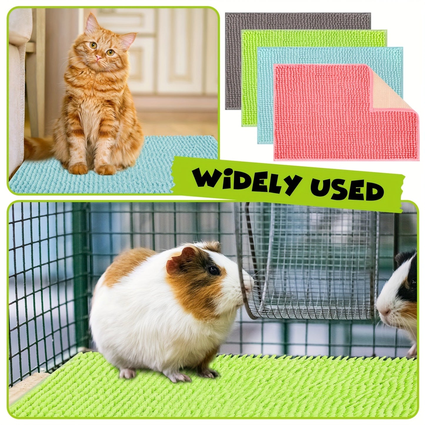 Guinea Pig Cage Liner 8 Pack Reusable Washable Bedding Mat 16x12 Inch, Absorbent Small Animal Cage Pad for Guinea Pig Rabbit Hamster