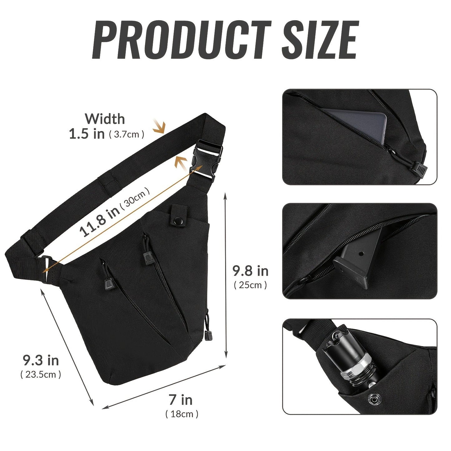 Anti-Theft Sling Bag Men Crossbody Chest Pack Oxford – Lightweight Shoulder Bag with Adjustable Strap, Multiple Compartments & Zipper