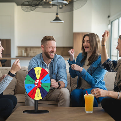 Tabletop Spinner Wheel 10 Slot – 8 Inch Heavy Duty Iron Base Prize Wheel for Carnival Games, Trade Show Spin Wheel, Party Supplies