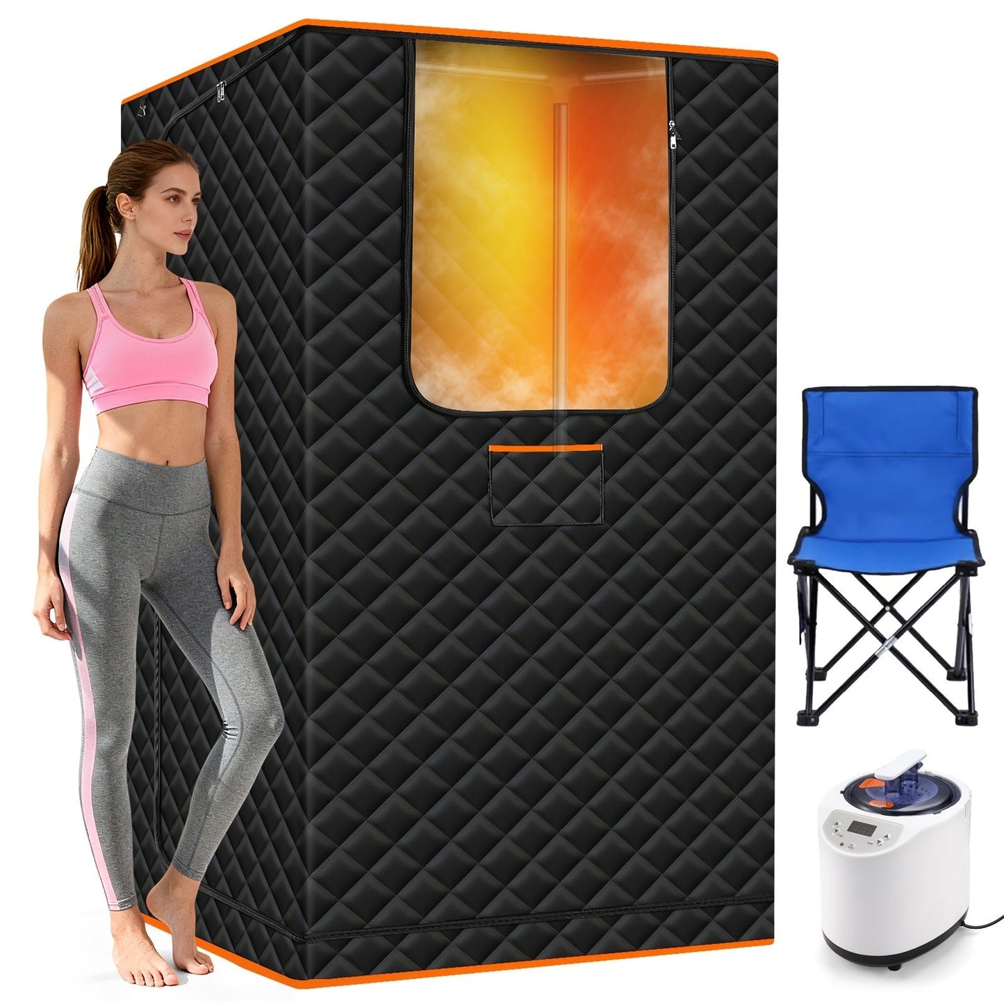 Double Person Sauna Tent 71x49x36in Extra Large 2-Person Steam Sauna Box for Home with 2 Steamers