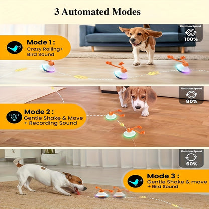 Automatic Rolling Dog Ball Toy with Rope – Motion-Activated Wicked Ball with Voice Recording, Interactive Self-Moving Stimulation Toy
