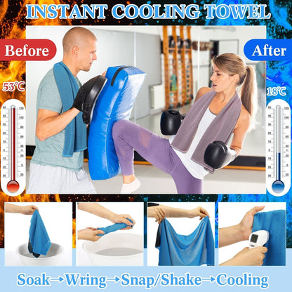 Portable Cooling Towel & Handheld Fan Set 24-Pack – Mini Ice Towels with Fans for Sports, Gym, Yoga, Travel & Camping
