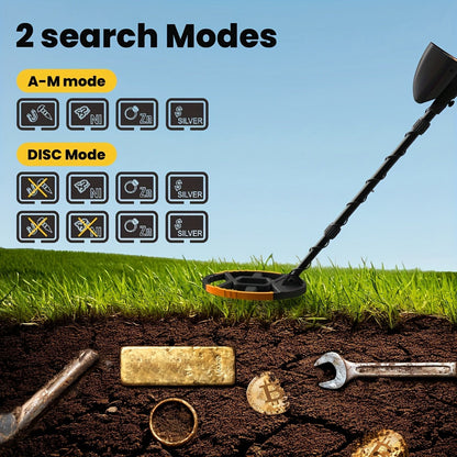 Metal Detector with LCD Display 8-Inch Coil 4 Modes Waterproof for Coins Relics Gold