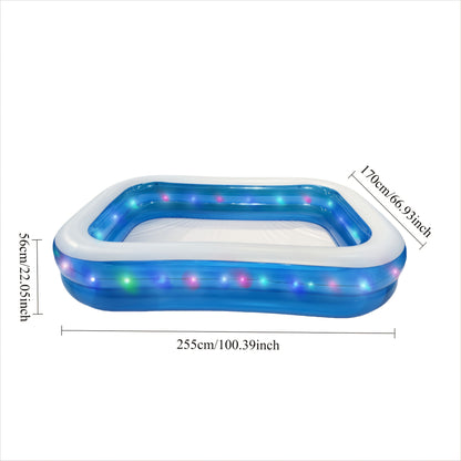 Inflatable Swimming Pool Glow Night Light PVC Reinforced Thickened Fast Setup Outdoor Backyard Party Pool for Adults Kids Family