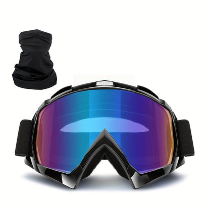 Ski Goggles Set with Black Headband – TPU Frame PC Lens Mirror Coating, Thick Foam Pad, Adjustable Strap, 28+ Color Styles